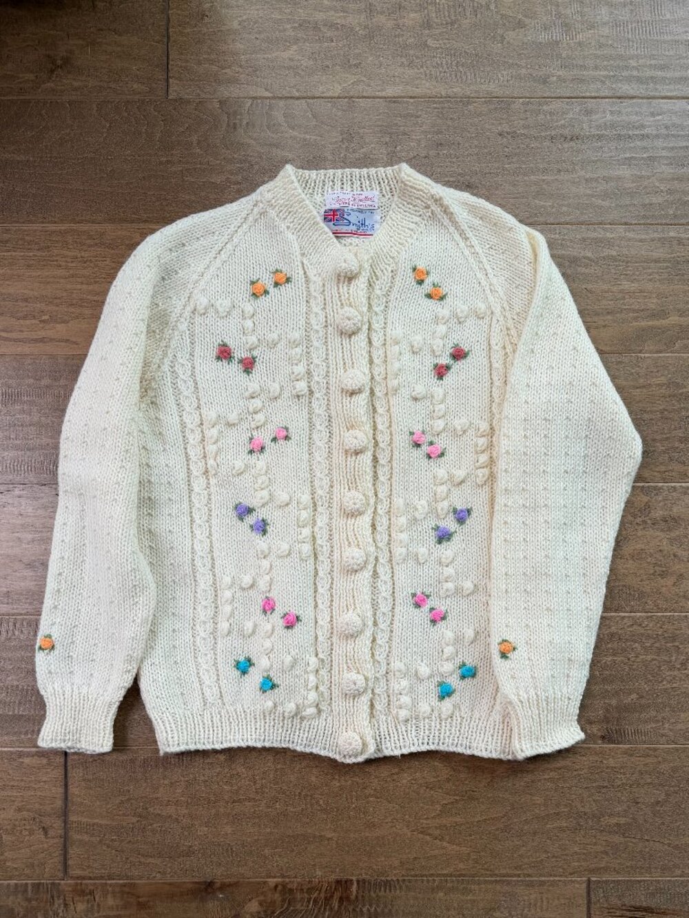 Smith's of Bermuda floral handmade cottagecore cardigan sweater (*XS)